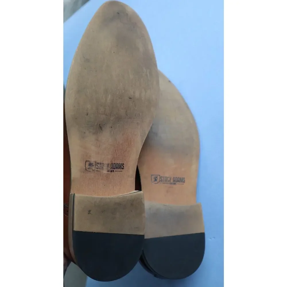 Stacy Adams Dwight Cap Toe Dress Shoes Burnished Cognac Brown Men 10W Wide